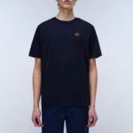 NAPAPIJRI MEN BADGE JERSEY SHORT SLEEVE T-SHIRT BLUE MARINE