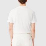 LACOSTE MEN'S COTTON T-SHIRT BRANDED STRIPE BAND WHITE - Image 2