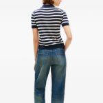 TOMMY HILFIGER WOMAN STRIPED PATTERN POLO TOP BARK NIGHT/ IVORY PETAL - Image 2