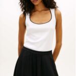 TOMMY HILFIGER WOMAN B&W SLIM SCOOP-NK TANK ECRU