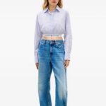 TOMMY HILFIGER WOMAN STRIPPED PATTERN CROPPED SHIRT WHITE/BLUE