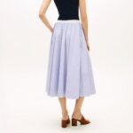 TOMMY HILFIGER POPLIN BRANDED MIDI SKIRT BLUE - Image 3