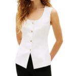 TOMMY HILFIGER WOMAN LINEN BLEND VEST TH OPTIC WHITE