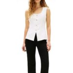 TOMMY HILFIGER WOMAN LINEN BLEND VEST TH OPTIC WHITE - Image 2