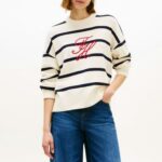 TOMMY HILFIGER WOMAN FULL NEEDLE GRAPHIC SWEATER BIG STP CALICO/ DARK NAVY - Image 2