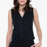 TOMMY HILFIGER WOMAN NEW ESS LINEN VEST BLACK