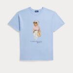 POLO RALPH LAUREN WOMAN POLO BEAR COTTON JERSEY T-SHIRT BABY BLUE