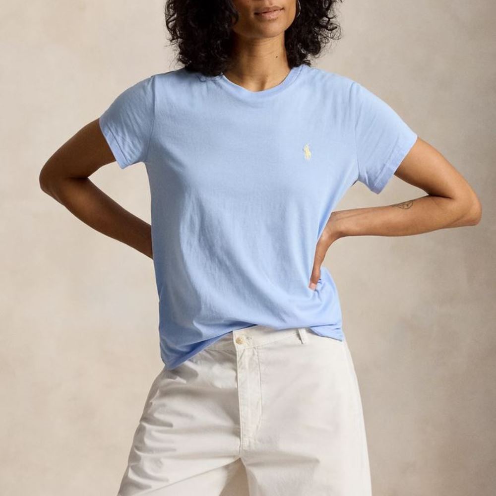 211B14605019-1 POLO RALPH LAUREN WOMAN CLASSIC FIT COTTON JERSEY CREWNECK TEE BABY BLUE - Image 1