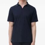 PAUL&SHARK MEN'S  X-SOFT COTTON OPEN COLLAR POLO SHIRT NAVY BLUE