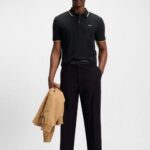 BOSS MAN PARLAY REGULAR FIT POLO SHIRT IN COTTON BLACK - Image 4