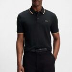 BOSS MAN PARLAY REGULAR FIT POLO SHIRT IN COTTON BLACK