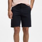 BOSS MEN'S SLIM-FIT SHORTS IN STRECH-COTTON TWILL DARK BLUE