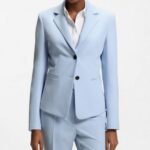 HUGO WOMEN'S SLIM-FIT BLAZER IN STRECH MATERIAL LIGHT BLUE