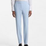 HUGO WOMAN SLIM-FIT TROUSERS IN STRECH FABRIC WITH LOGO RIVER LIGHT BLUE