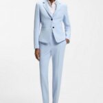 HUGO WOMAN SLIM-FIT TROUSERS IN STRECH FABRIC WITH LOGO RIVER LIGHT BLUE - Image 2