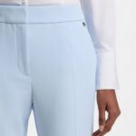 HUGO WOMAN SLIM-FIT TROUSERS IN STRECH FABRIC WITH LOGO RIVER LIGHT BLUE - Image 4