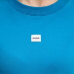 HUGO WOMEN'S SIGNATURE T-SHIRT OVERSIZED BRIGHT BLUE - Image 3