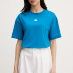 HUGO WOMEN'S SIGNATURE T-SHIRT OVERSIZED BRIGHT BLUE