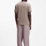 HUGO MEN'S COTTON-JERSEY T-SHIRT LIGHT/PASTEL BROWN - Image 2