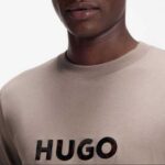 HUGO MEN'S COTTON-JERSEY T-SHIRT LIGHT/PASTEL BROWN - Image 4