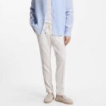 BOSS MEN'S MODERN FIT TROUSERS IN A LINEN BLEND WHITE - Image 4