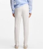 BOSS MEN'S MODERN FIT TROUSERS IN A LINEN BLEND WHITE - Image 2