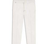 BOSS MEN'S MODERN FIT TROUSERS IN A LINEN BLEND WHITE - Image 3