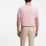 BOSS MEN'S COTTON-BLEND KNIT POLO WITH HORIZONAL STRIPE LIGHT/PASTEL PINK - Image 4