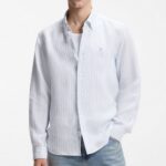 BOSS MEN'S REGULAR FIT LINEN SHIRT LIGHT/PASTEL BLUE