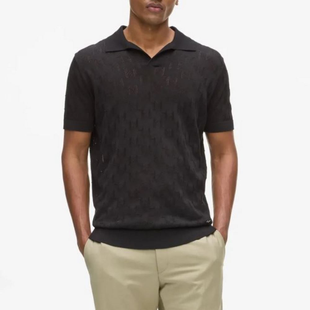 655005-562301-990-2 KARL LAGERFELD MEN'S KNITTED POLO SHIRT BLACK - Image 1