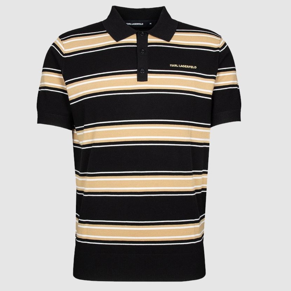 655012-562302-990-2 KARL LAGERFELD KNITTED POLO SHIRT BLACK - Image 1