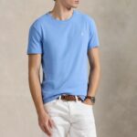 POLO RALPH LAUREN MEN'S CUSTOM SLIM FIT JERSEY CREWNECK T-SHIRT BLUE
