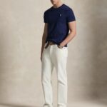 POLO RALPH LAUREN MEN'S CUSTOM SLIM FIT JERSEY CREWNECK T-SHIRT NAVY BLUE
