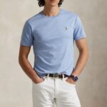 POLO RALPH LAUREN MEN'S CUSTOM SLIM FIT SOFT COTTON T-SHIRT OFFICE BLUE