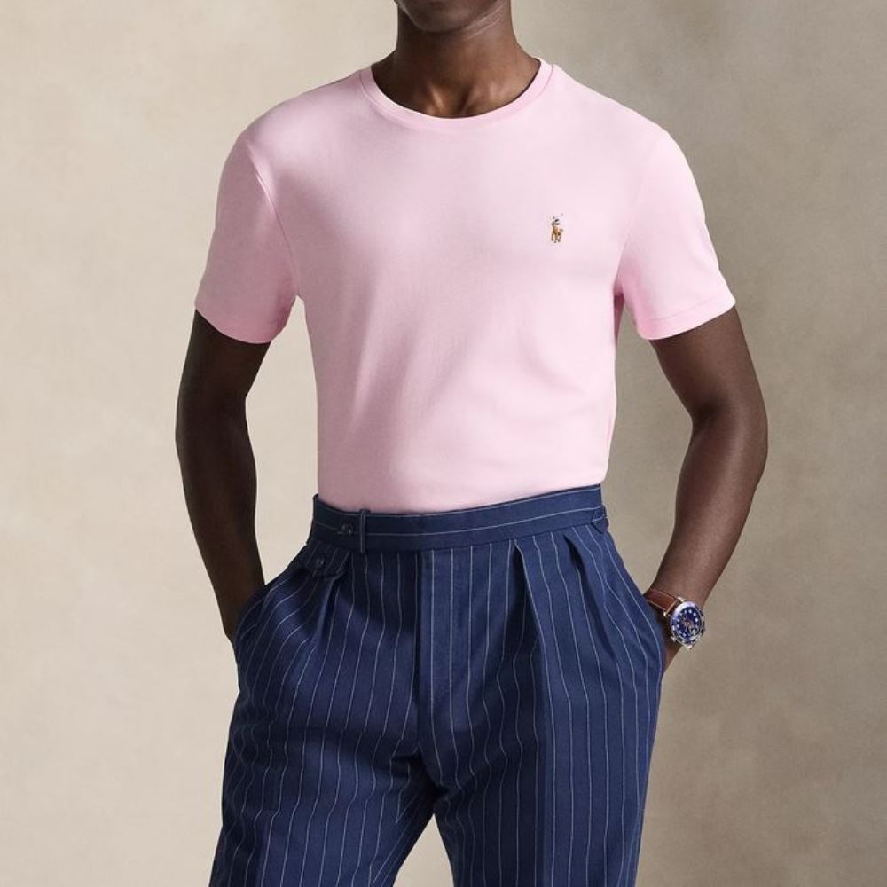 710740727010-2 POLO RALPH LAUREN MEN'S CUSTOM SLIM FIT SOFT COTTON T-SHIRT PINK - Image 1