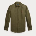 POLO RALPH LAUREN CUSTOM FIT LINEN SHIRT NEW OLIVE - Image 2