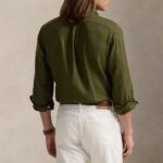 POLO RALPH LAUREN CUSTOM FIT LINEN SHIRT NEW OLIVE - Image 3
