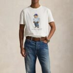 POLO RALPH LAUREN MEN'S CLASSIC FIT POLO BEAR JERSEY T-SHIRT WHITE
