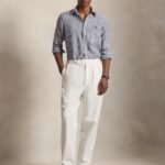 POLO RALPH LAUREN CUSTOM FIT STRIPED LINEN SHIRT NEW CLASSIC NAVY BLUE - Image 3