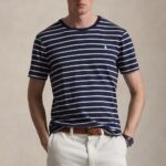 POLO RALPH LAUREN MEN'S CUSTOM SLIM FIT SOFT COTTON T-SHIRT REFINED NAVY/WHITE