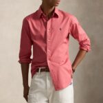 POLO RALPH LAUREN CUSTOM FIT FEATHERWEIGHT TWILL SHIRT ADIRONBACK BERRY