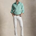 POLO RALPH LAUREN CUSTOM FIT FEATHERWEIGHT TWILL SHIRT CELADON - Image 4