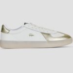 LACOSTE WOMEN'S SNEAKERS BASESHOT PRO LEATHER OFF WHITE/GOLD