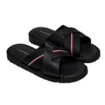 TOMMY HILFIGER MEN'S LEATHER SANDALS BLACK - Image 3
