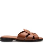 TOMMY HILFIGER SLIPPERS LEATHER CREST SQUARE TOE SANDALS WARM BRONZE - Image 4