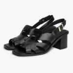 TOMMY HILFIGER WOMEN'S CROSS BLOCKED HEEL SANDAL BLACK