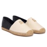 TOMMY HILFIGER WOMEN'S TH LOGO LEATHER ESPADRILLE SPACE BLUE /SOFT CREAM