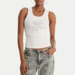 JUICY COUTURE WOMEN'S RIB JERSEY VEST WHITE