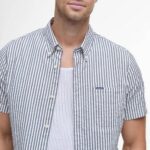 BARBOUR MEN'S CRESSWELL SEERSUCKER REGULAR SHORT-SLEEVED SHIRT NAVY - Image 3