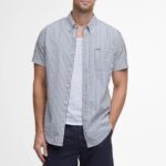 BARBOUR MEN'S CRESSWELL SEERSUCKER REGULAR SHORT-SLEEVED SHIRT NAVY